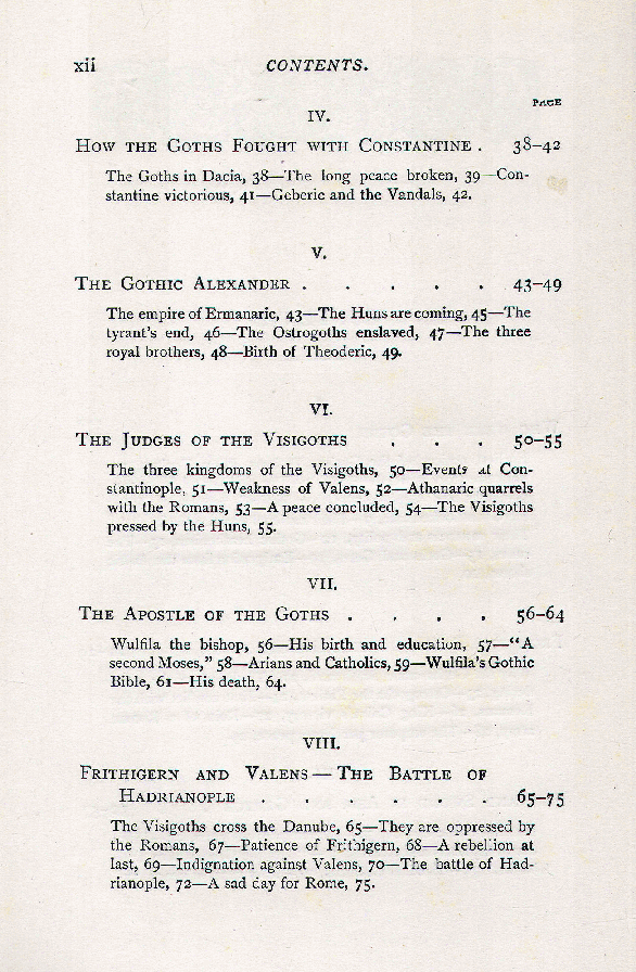 [Contents, Page 2 of 8] from The Goths by Henry Bradley