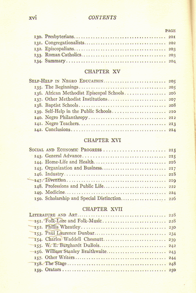 [Contents, Page 6 of 7] from History of the American Negro by Benjamin Brawley