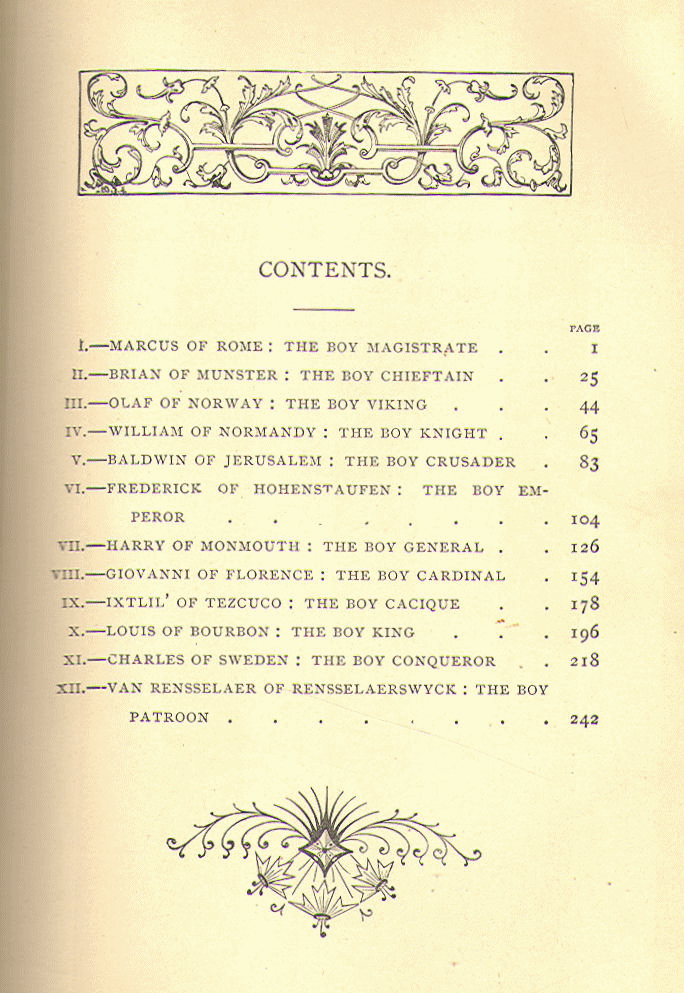 [Contents] from Historic Boys by E. S. Brooks