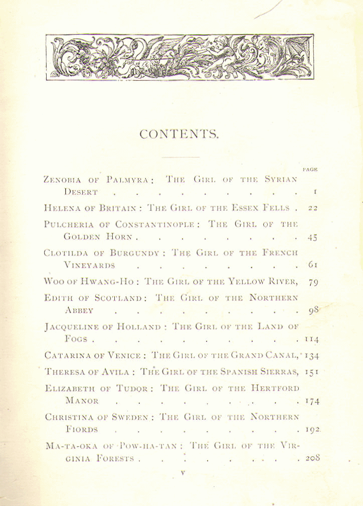 [Contents] from Historic Girls by E. S. Brooks