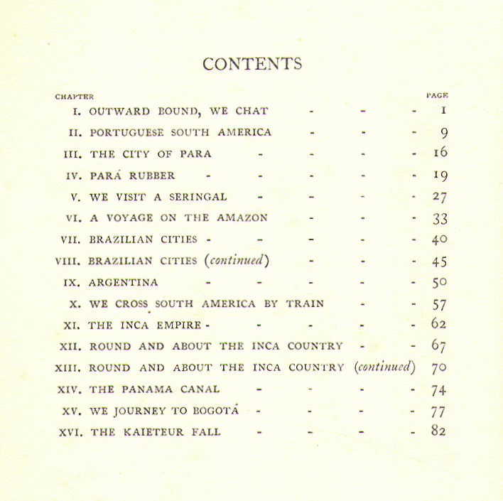 [Contents] from South America by Edith A. Browne