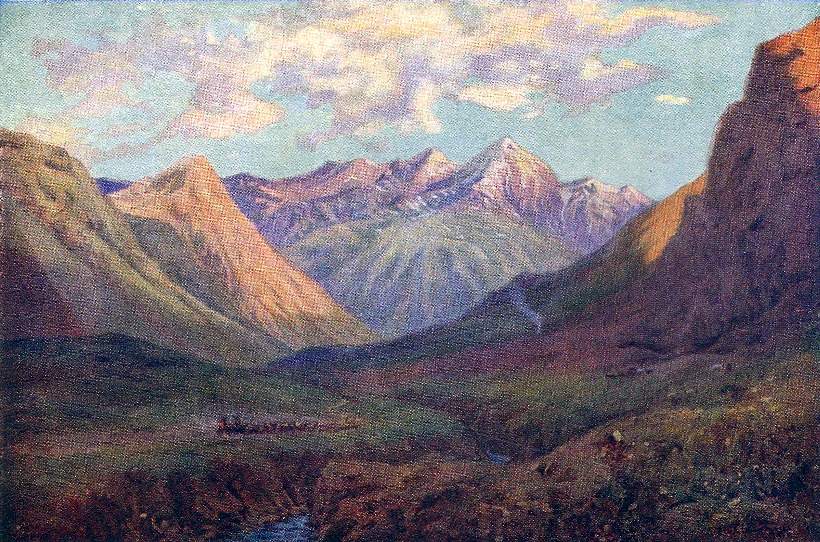 Mule Team leaving Puente del Inca.