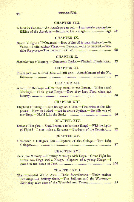 [Contents, Page 2 of 4] from My Apingi Kingdom by Paul du Chaillu