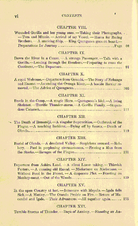 [Contents, Page 2 of 4] from Country of the Dwarfs by Paul du Chaillu