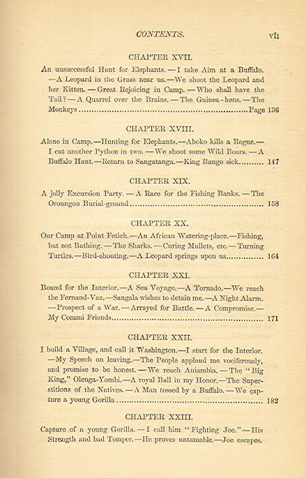 [Contents, Page 3 of 5] from Stories of the Gorilla Country by Paul du Chaillu