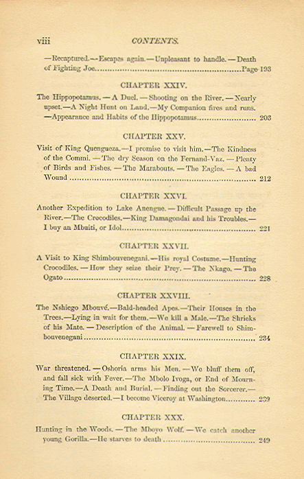 [Contents, Page 4 of 5] from Stories of the Gorilla Country by Paul du Chaillu