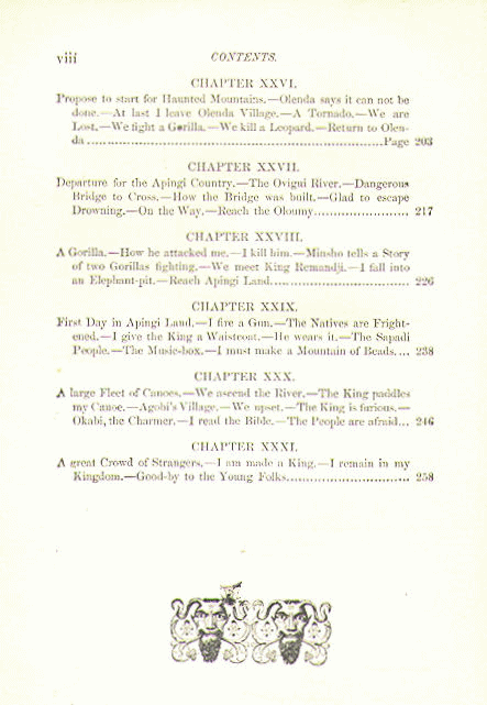 [Contents, Page 4 of 4] from Lost in the Jungle by Paul du Chaillu