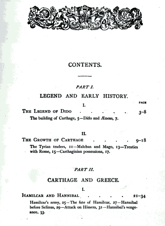 [Contents] from The Story of Carthage by Alfred J. Church