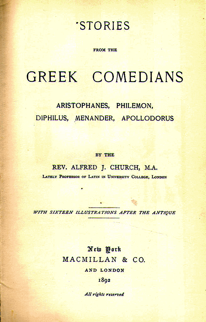 [Title Page] from Stories from Greek Comedians by Alfred J. Church