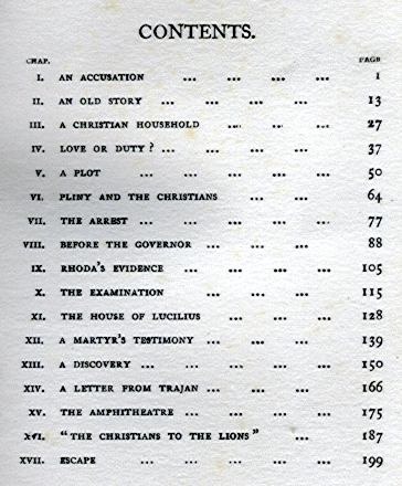 [Contents] from To the Lions by Alfred J. Church