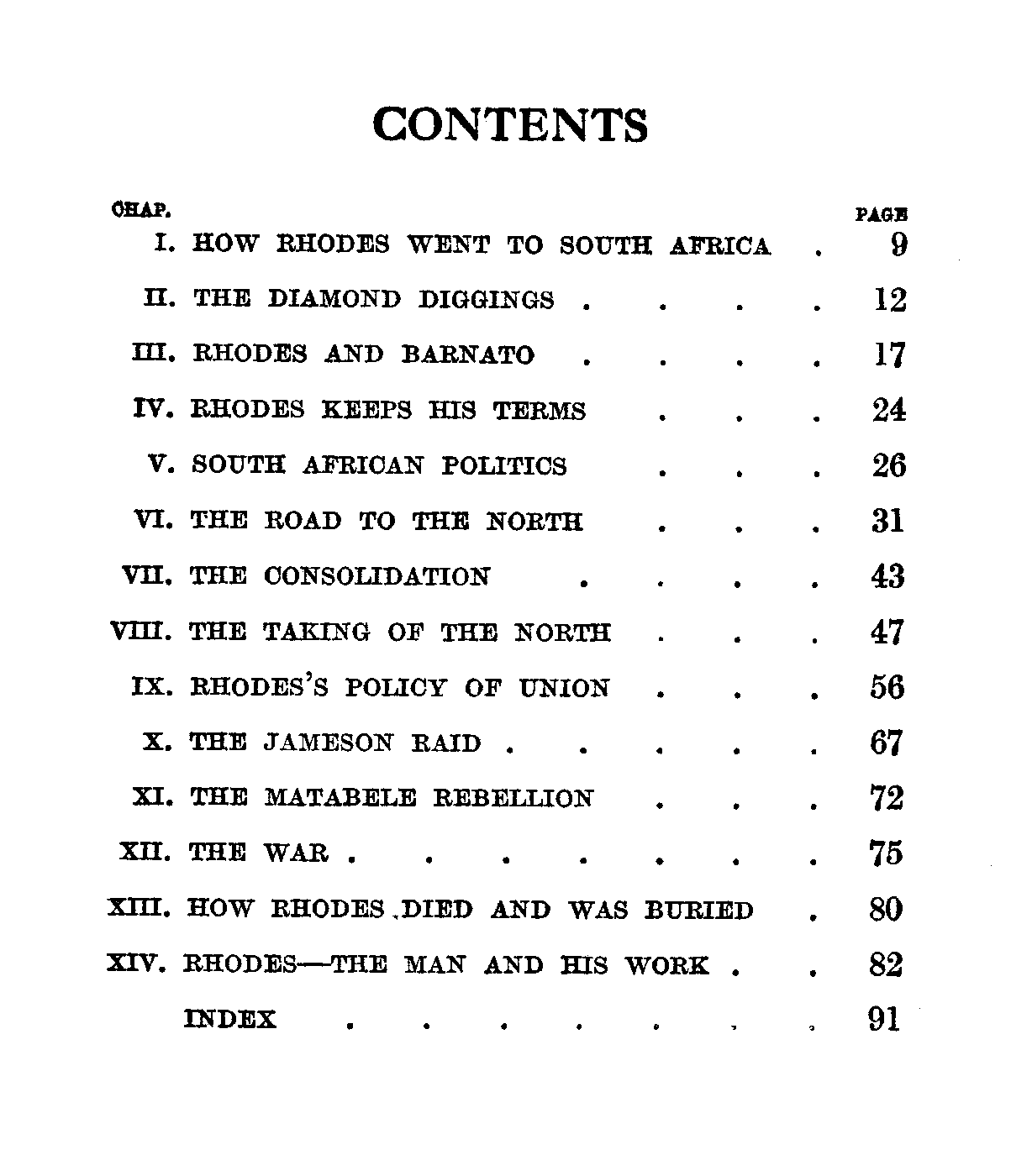 [Contents] from Cecil Rhodes by Ian D. Colvin