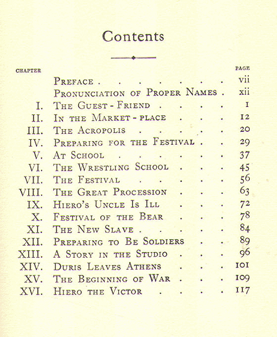 [Contents] from Our Little Athenian Cousin by Julia D. Cowles