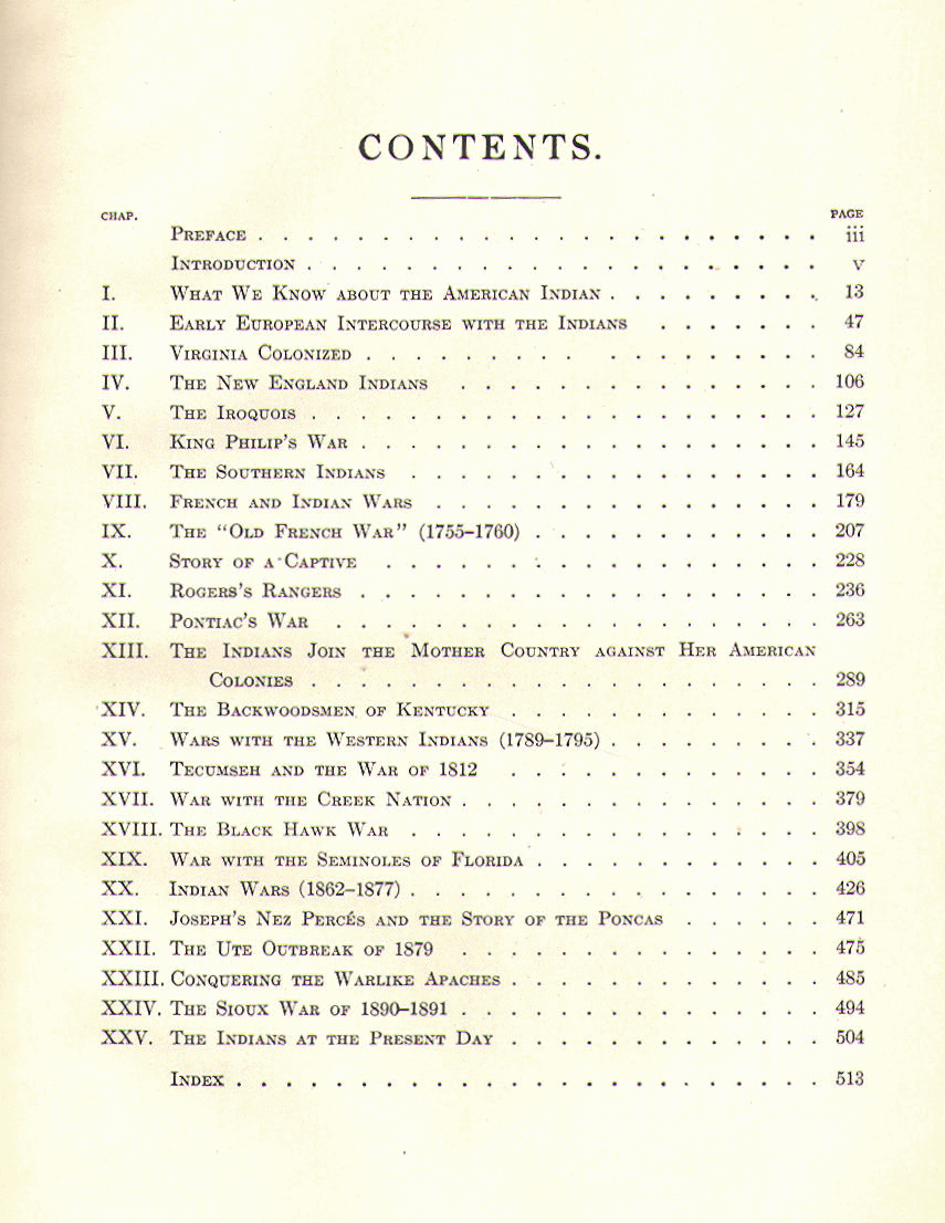 [Contents] from Indian History for Young Folks by Francis Drake