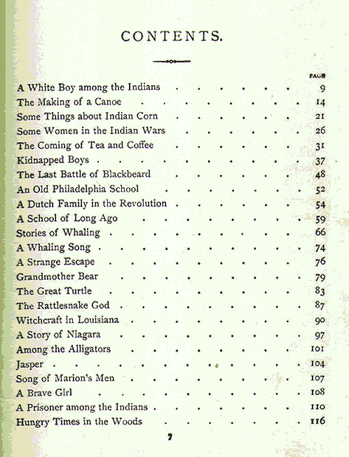 [Contents] from American Life and Adventure by Edward Eggleston
