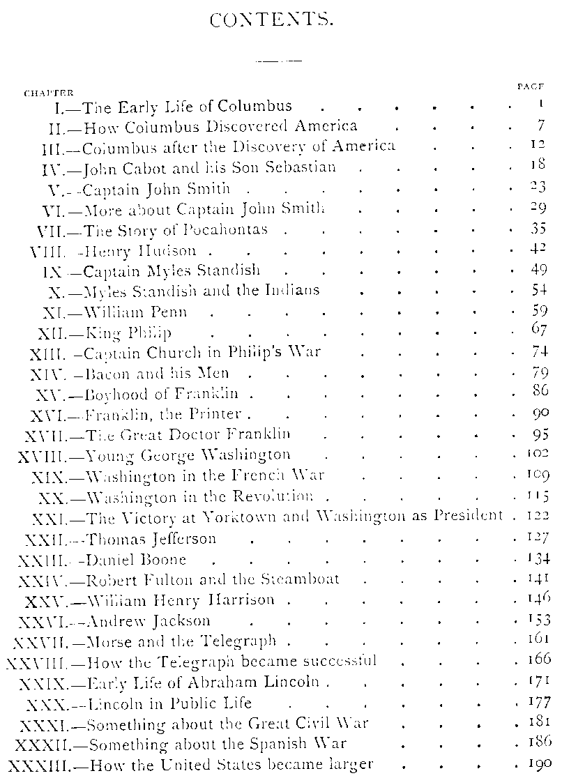 [Contents Page 1 of 5] from First Book in American History by Edward Eggleston