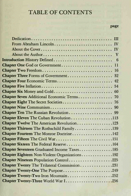 [Contents 1, of 2 from The Unseen Hand by Ralph Epperson