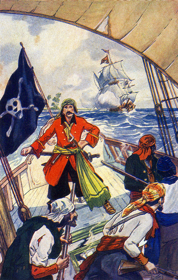 Pirate vessel being chased.