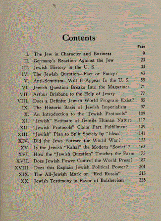 [Contents] from The International Jew by Henry Ford