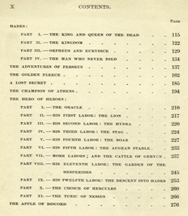 [Contents (continued)] from Gods and Heroes by R. E. Francillon