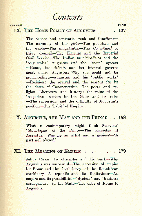 [Contents, Page 3 of 3] from Augustus Caesar by Rene Francis