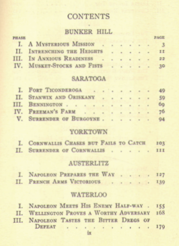 [Contents, Page 1 of 2] from Boys' Book of Battles by Chelsea Fraser