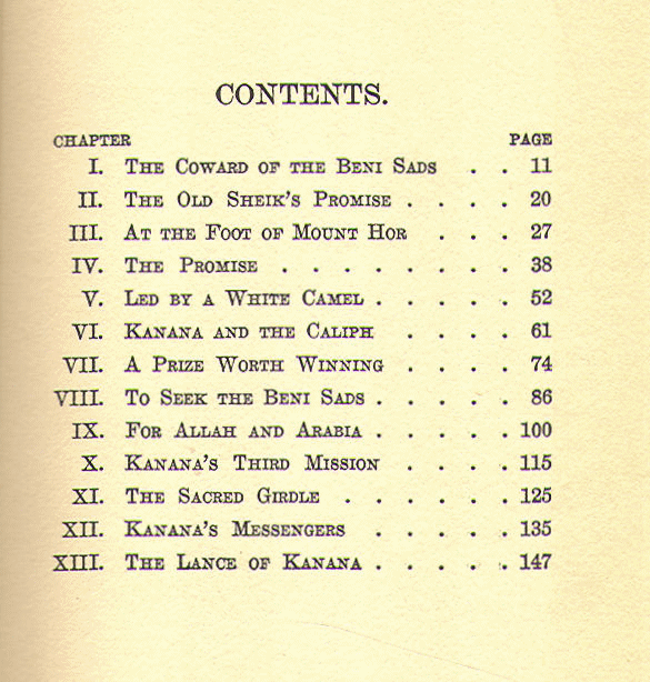 [Contents] from The Lance of Kanana by Harry French
