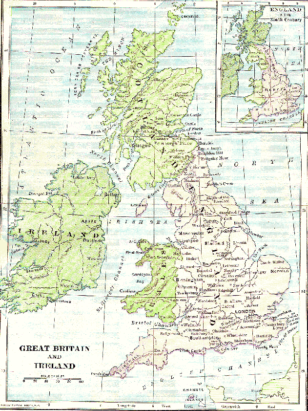 [Map] from The Story of the English by Helene Guerber