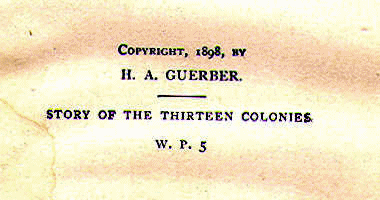 [Copyright] from Story of the Thirteen Colonies by Helene Guerber