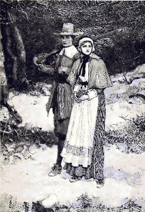 Pilgrims going to church