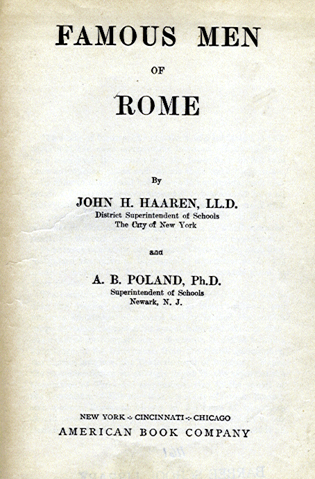 [Title Page] from Famous Men of Rome by John Haaren