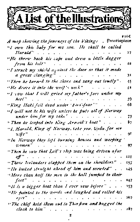 [A List of the Illustrations] from Viking Tales by Jennie Hall