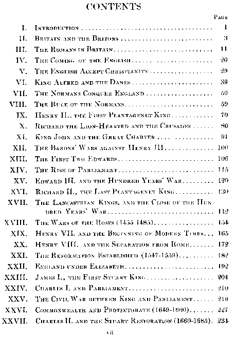 [Contents] from The Story of England by S. B. Harding