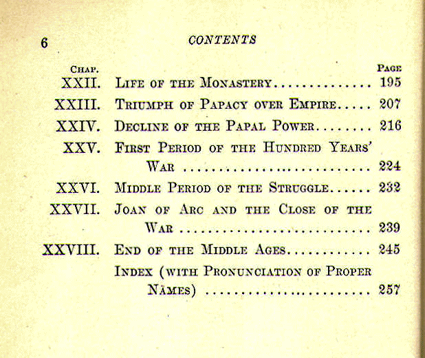 [Contents, Page 2 of 2] from The Story of the Middle Ages by S. B. Harding
