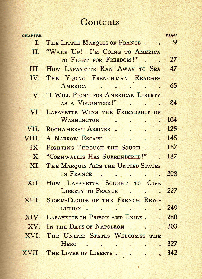 [Contents] from Lafayette for Young Americans by Rupert Holland