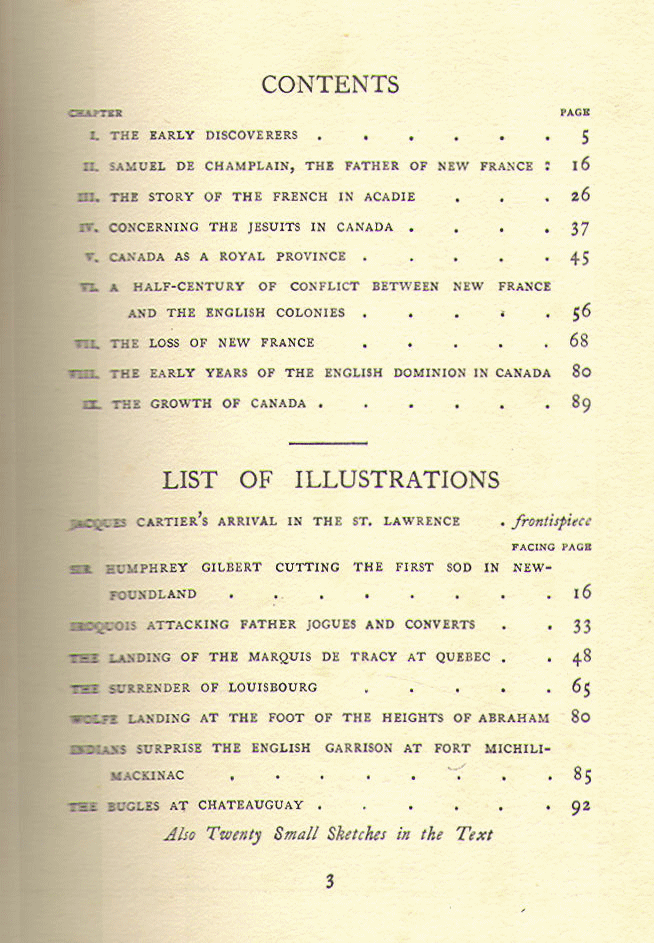[Contents] from Peeps at History - Canada by Beatrice Home