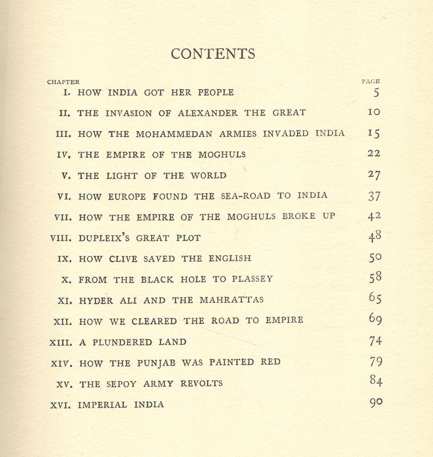 [Contents] from Peeps at History - India by Beatrice Home