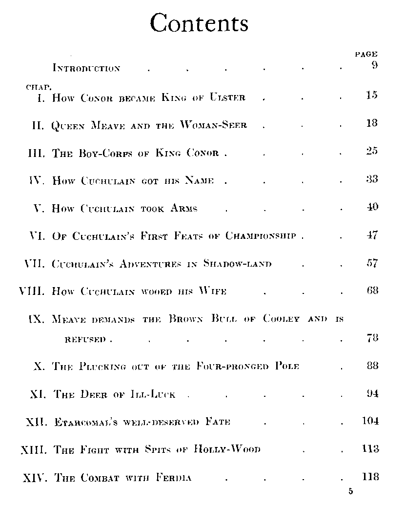 [Contents Page 1 of 2] from The Boys' Cuchulain by Eleanor Hull