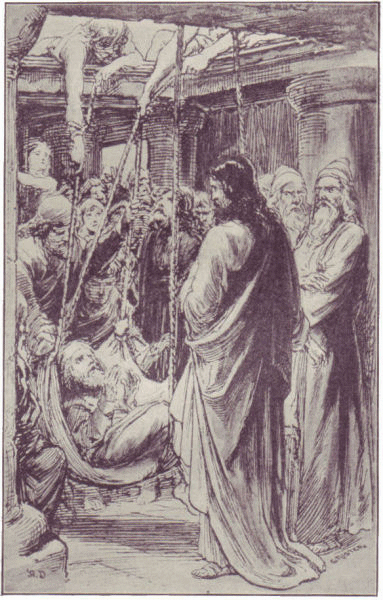 The man let down through the roof