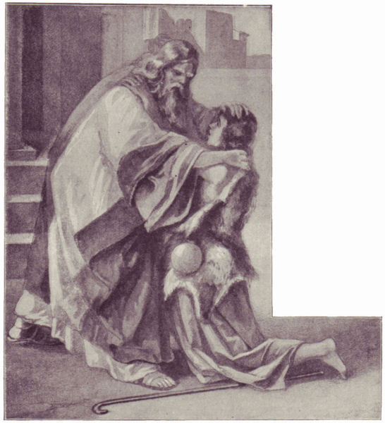 The father fell on his son's neck