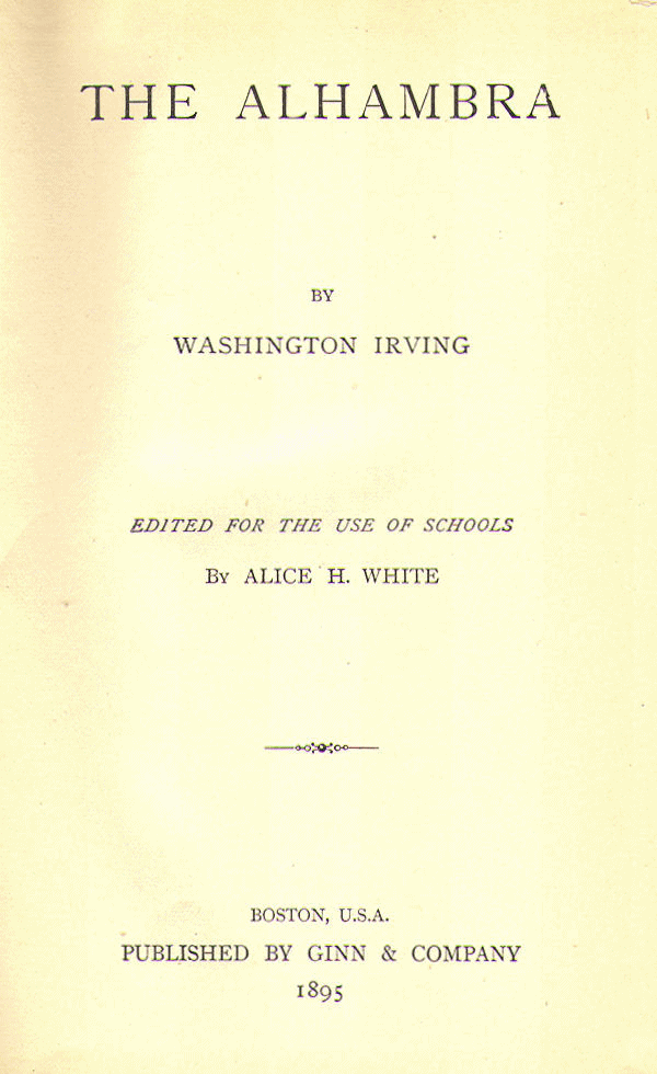 [Title Page] from Irving's Alhambra by W. Irving