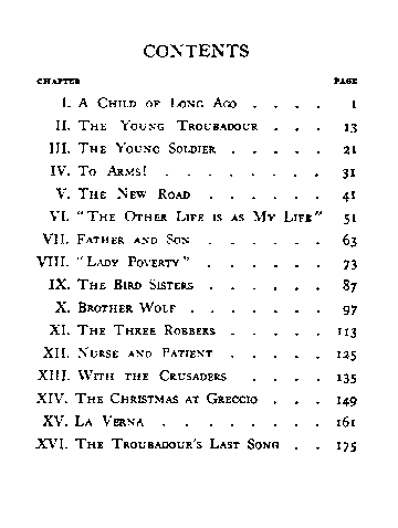 [Contents] from God's Troubadour by Sophie Jewett