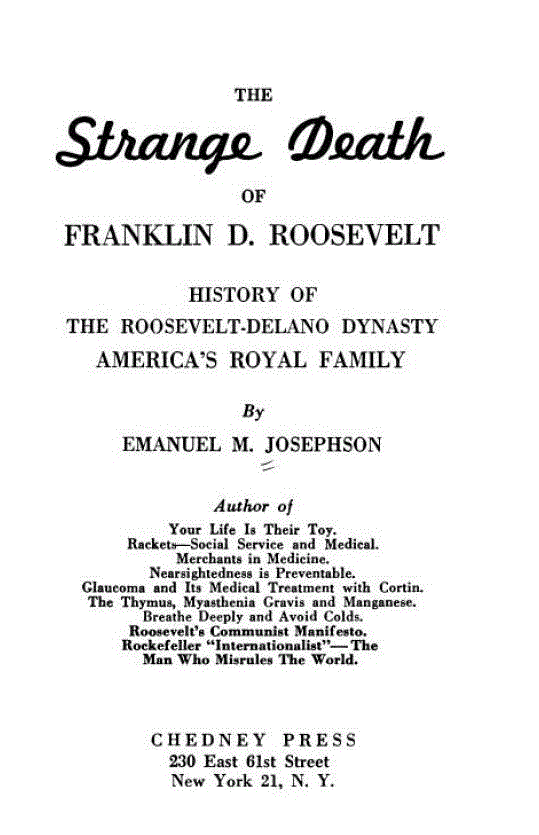 [Book Cover] from The Strange Death of FDR by Emanuel Josephson