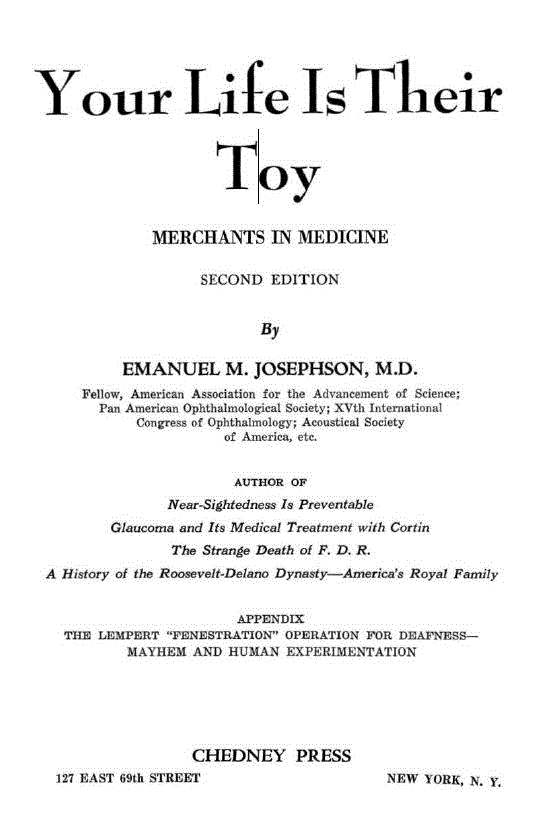 [Title Page] from Your Life is Their Toy by Emanuel Josephson