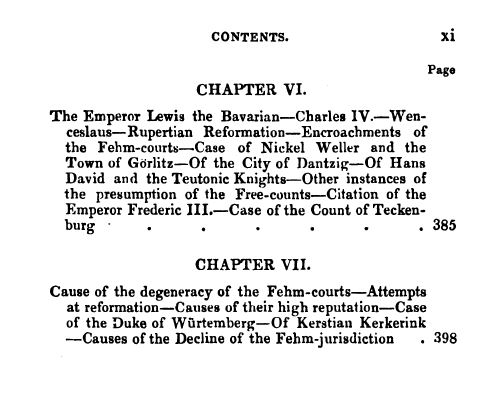 [Contents 7 of 7] from Secret Societies of the Middle Ages by Thomas Keightly