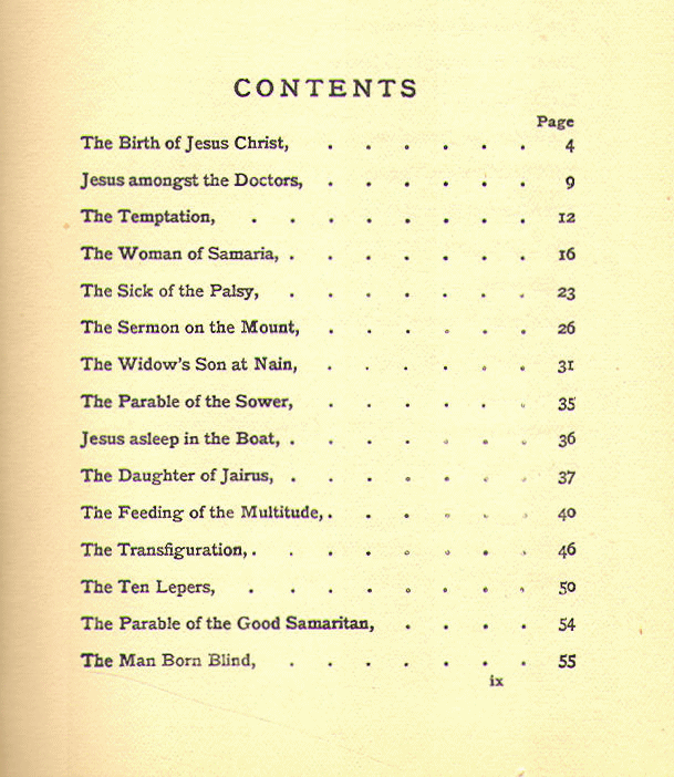 [Contents, Page 1 of 2] from Stories from the Life of Christ by Janet Kelman