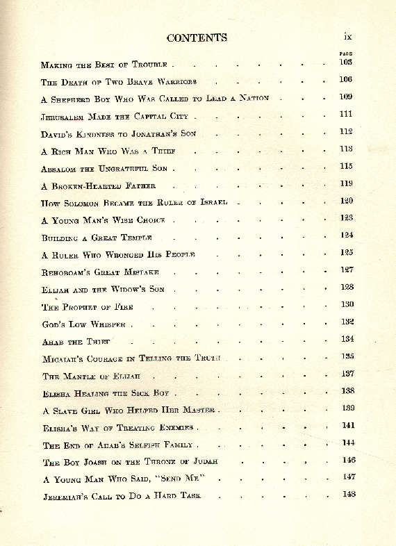 [Contents, Page 3 of 4] from Children's Old Testament by Sherman and Kent
