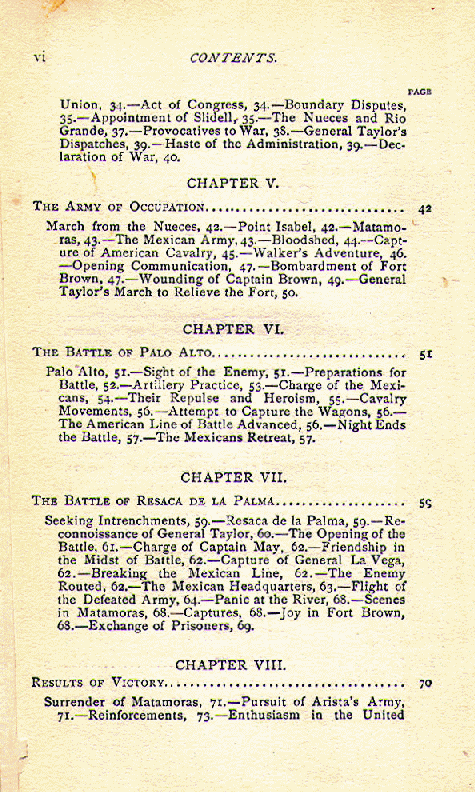 [Contents, page 2 of 8] from The War with Mexico by H. O. Ladd