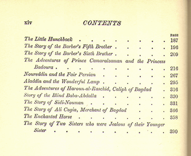[Contents, Page 2 of 2] from The Arabian Nights by Andrew Lang