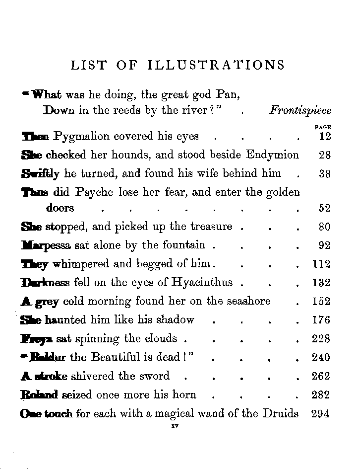 [List of Illustrations] from A Book of Myths by Jeanie Lang