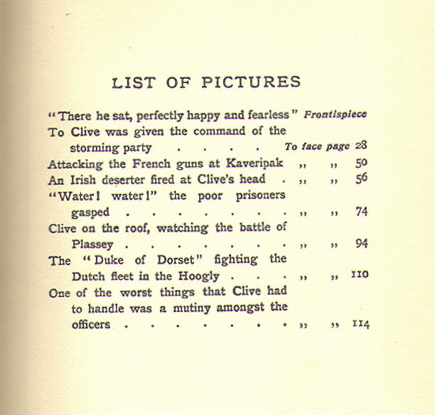 [List of Pictures] from The Story of Lord Clive by John Lang